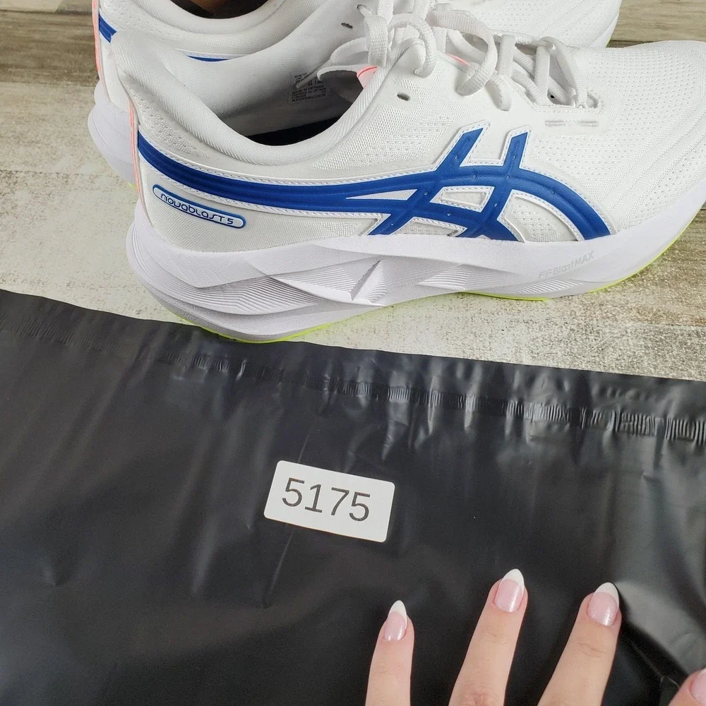 ASICS Novablast 5 ATC Mens Shoes Sz 12 Athletic Running White Tuna Blue Sneakers